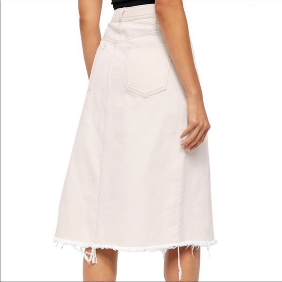 New🏷 Free People Mambo Slit Denim Midi Skirt Size 2 (26) - Picture 4 of 16